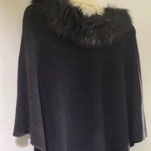 Faux Fur trimmed poncho